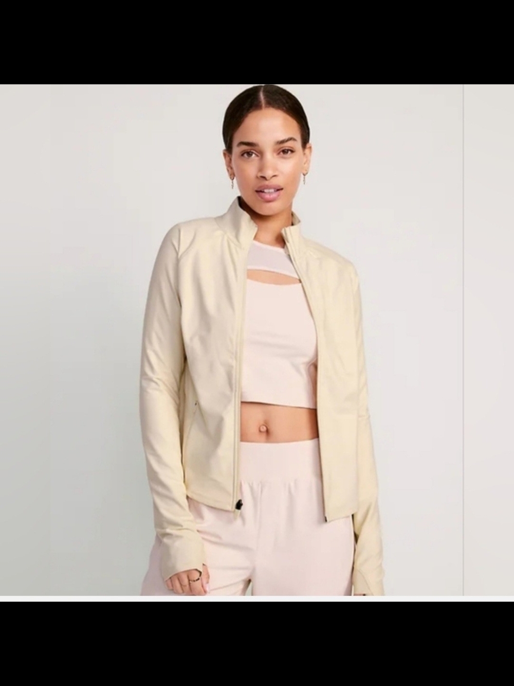 Old NAVY Powersoft Full Zip Women’s Cream Lightweight Zip Jacket Small